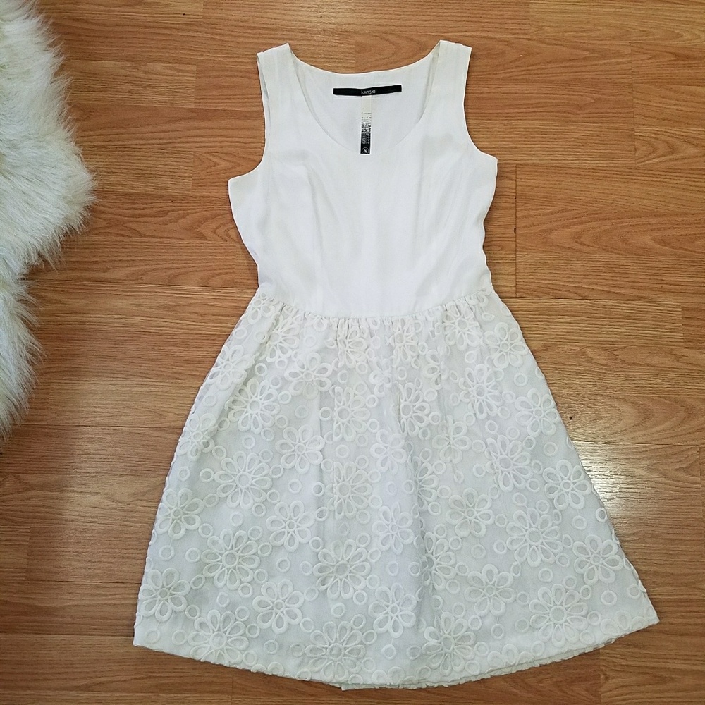 Kensie All White Floral Dress